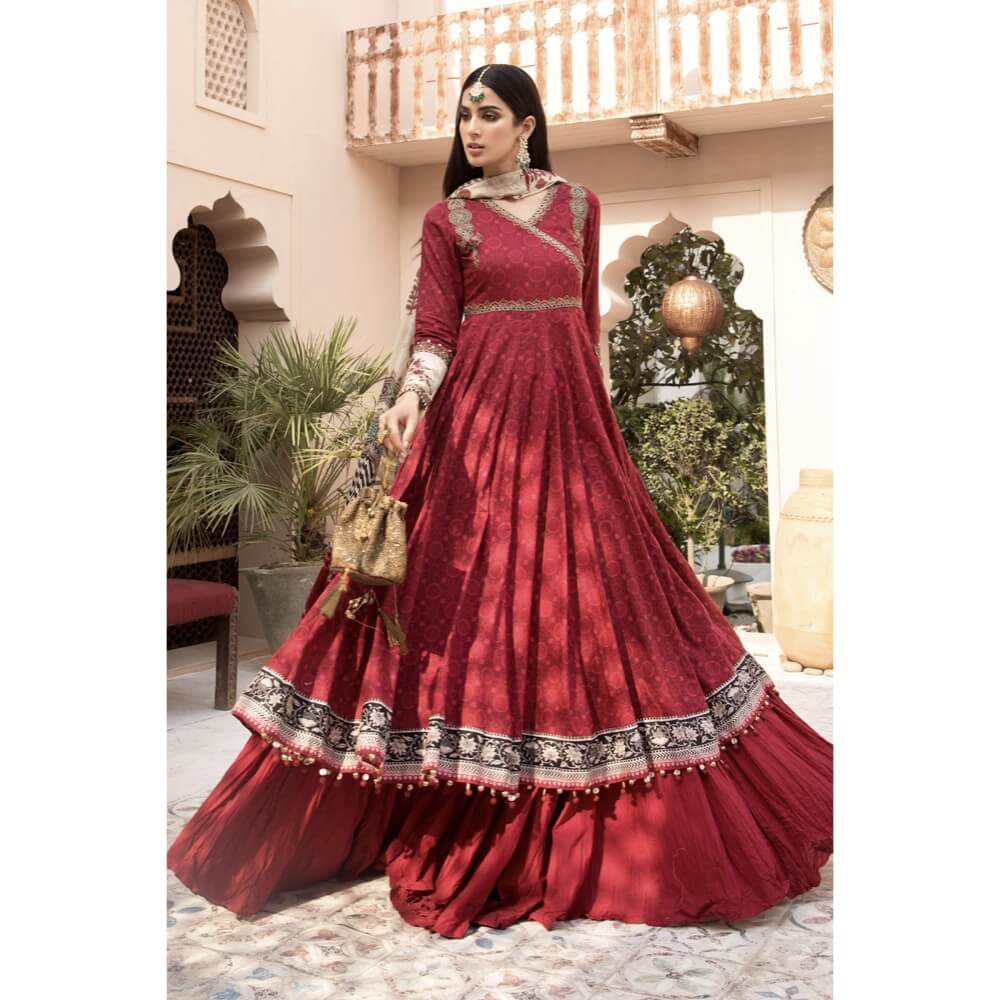 Maria.B Lawn Eid Collection, EL-21-03, Maroon