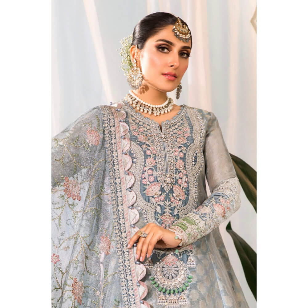 Maria B Mbroidered, BD-2403-Pearl Blue and Ash Pink