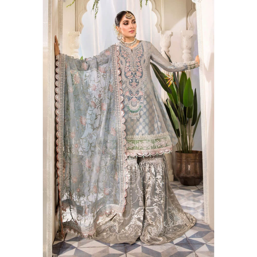 Maria B Mbroidered, BD-2403-Pearl Blue and Ash Pink