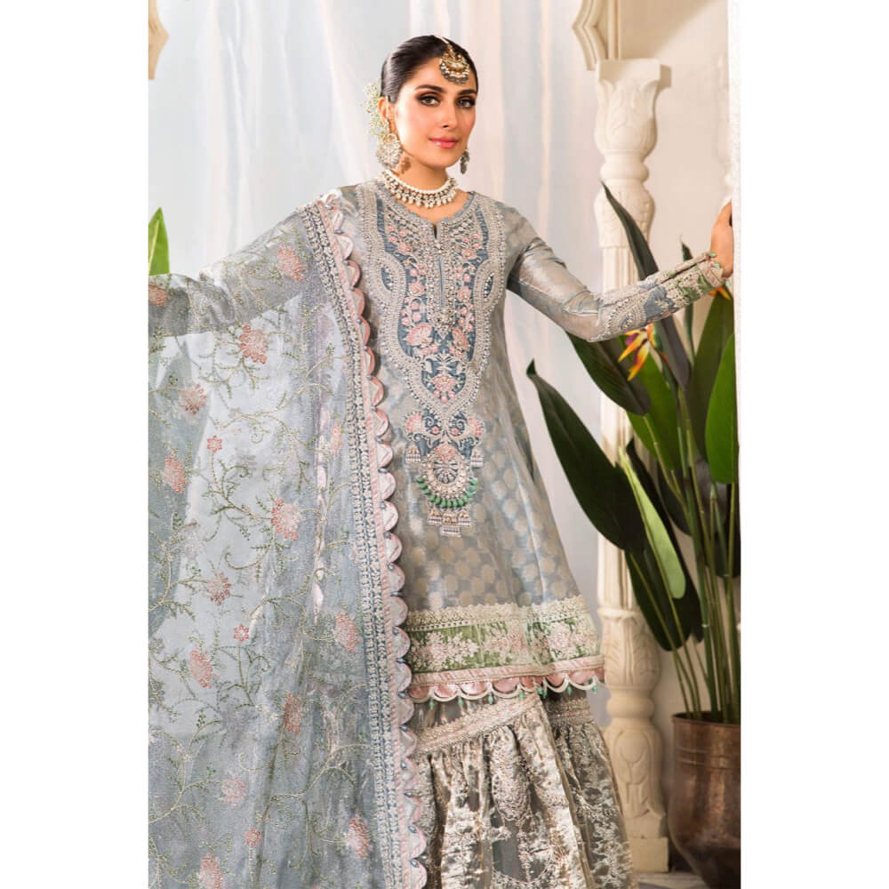 Maria B Mbroidered, BD-2403-Pearl Blue and Ash Pink